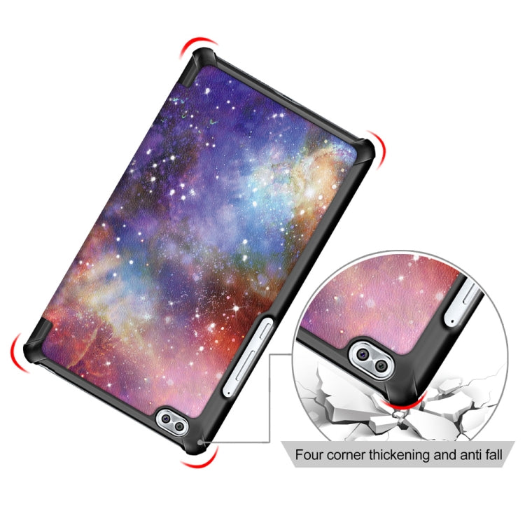 Coloured Drawing Pattern Horizontal Deformation Flip Leather Case for Huawei Honor Waterplay 8 inch, with Three-folding Holder