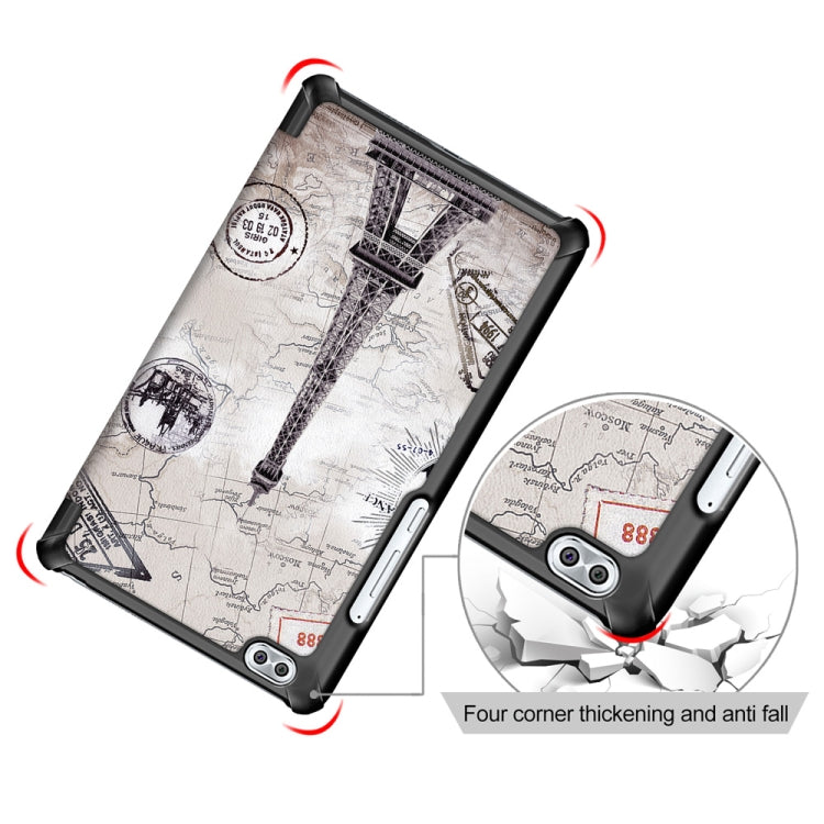 Coloured Drawing Pattern Horizontal Deformation Flip Leather Case for Huawei Honor Waterplay 8 inch, with Three-folding Holder