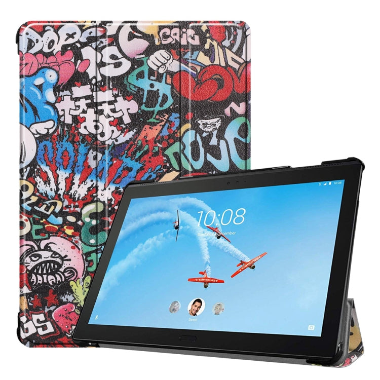 Coloured Drawing Pattern Horizontal Deformation Flip Leather Case for Lenovo Tab P10 10.1 inch, with Three-folding Holder & Sleep / Wake-up Function