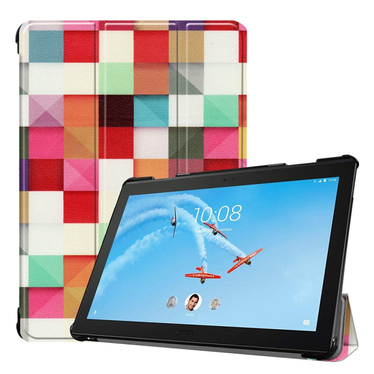 Coloured Drawing Pattern Horizontal Deformation Flip Leather Case for Lenovo Tab P10 10.1 inch, with Three-folding Holder & Sleep / Wake-up Function