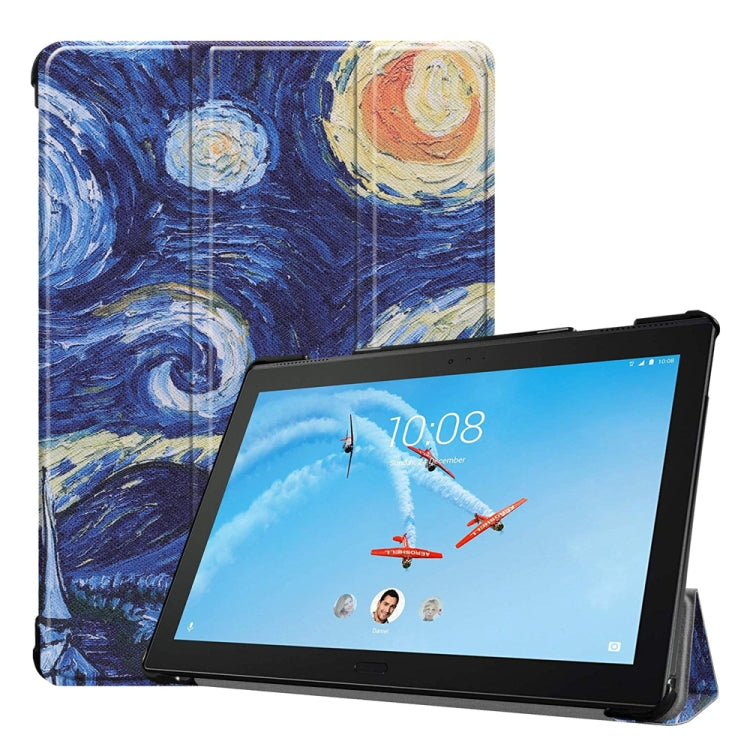 Coloured Drawing Pattern Horizontal Deformation Flip Leather Case for Lenovo Tab P10 10.1 inch, with Three-folding Holder & Sleep / Wake-up Function