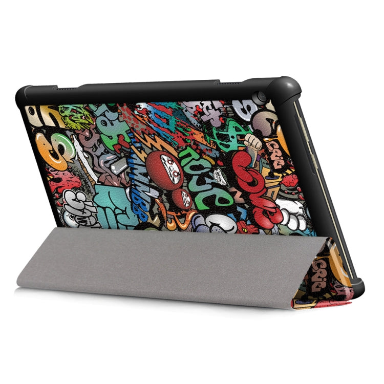 Coloured Drawing Pattern Horizontal Deformation Flip Leather Case for Lenovo Tab M10, with Three-folding Holder