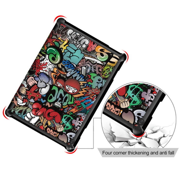 Coloured Drawing Pattern Horizontal Deformation Flip Leather Case for Lenovo Tab M10, with Three-folding Holder