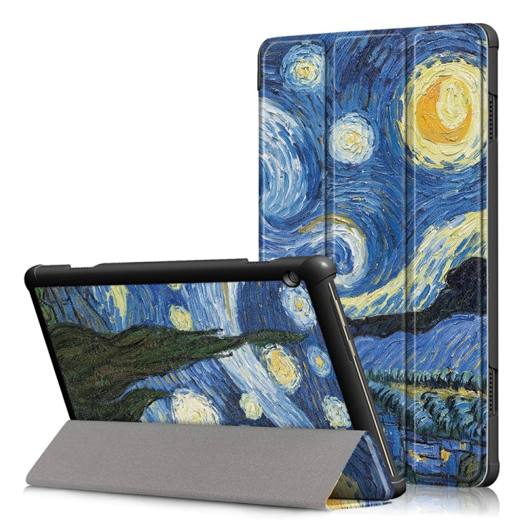 Coloured Drawing Pattern Horizontal Deformation Flip Leather Case for Lenovo Tab M10, with Three-folding Holder