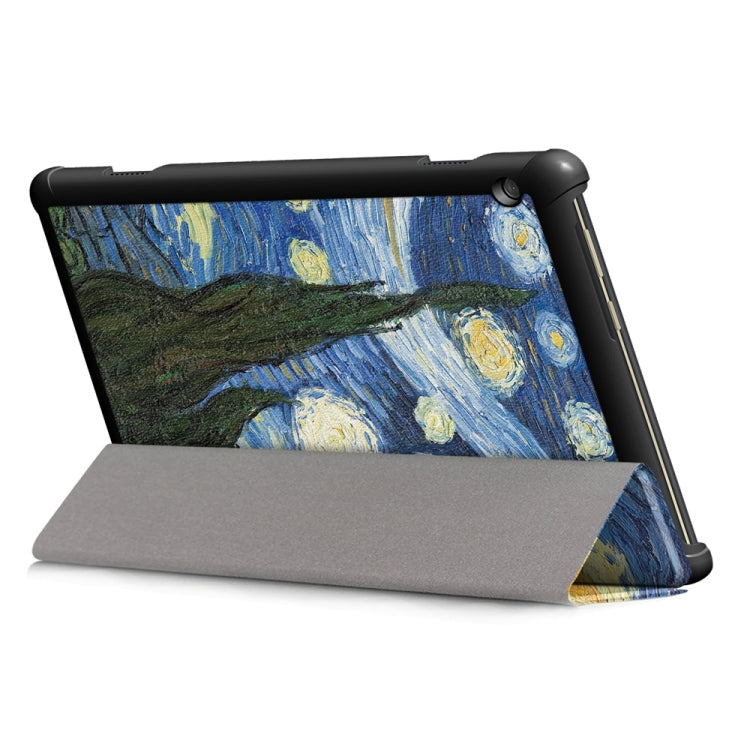 Coloured Drawing Pattern Horizontal Deformation Flip Leather Case for Lenovo Tab M10, with Three-folding Holder