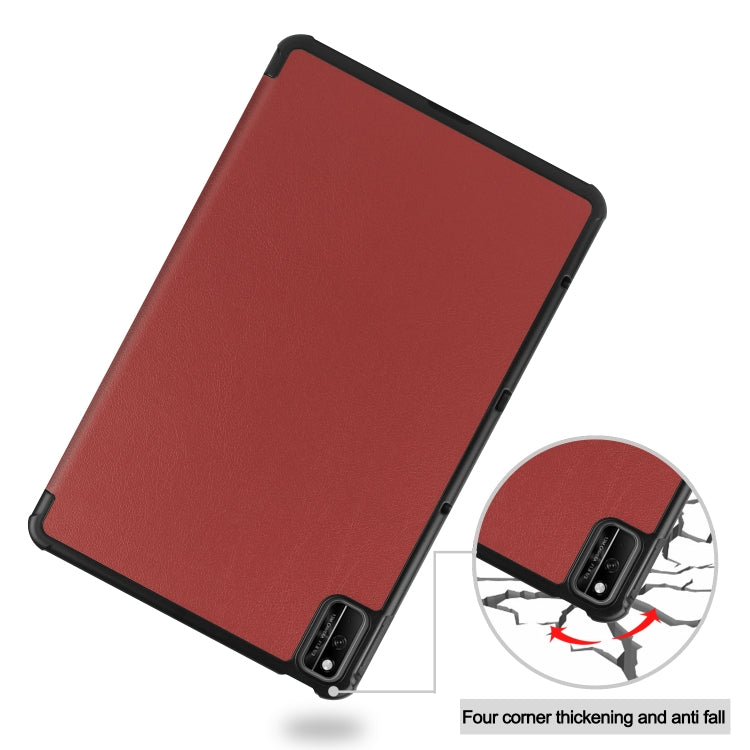 For Huawei Honor V6 / MatePad 10.4 inch Universal Caster Pattern Horizontal Flip Tablet PC Protective Leather Case with Tri-fold Bracket & Sleep Function(Wine Red)