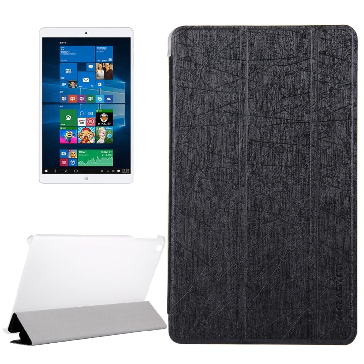 For Teclast X80 Power Dual OS Tablet(WMC0011) Silk Texture Horizontal Flip Leather Case with with Translucent Frosted Plastic Back Shell & Three-folding Holder(Black)