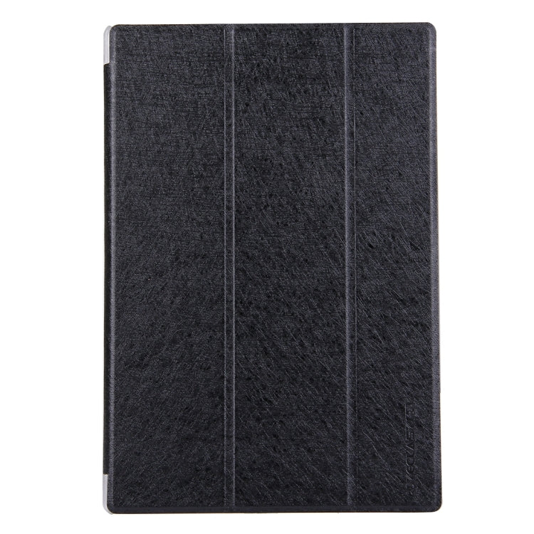 For Teclast Tbook 10 Dual OS Tablet(WMC0600) Silk Texture Horizontal Flip Leather Case with Translucent Frosted Plastic Back Shell & Three-folding Holder(Black)
