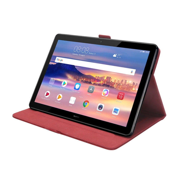 Horizontal Flip Double Holder Leather Case for Huawei MediaPad T5 10.1, with Card Slots & Photo Frame & Pen Slot