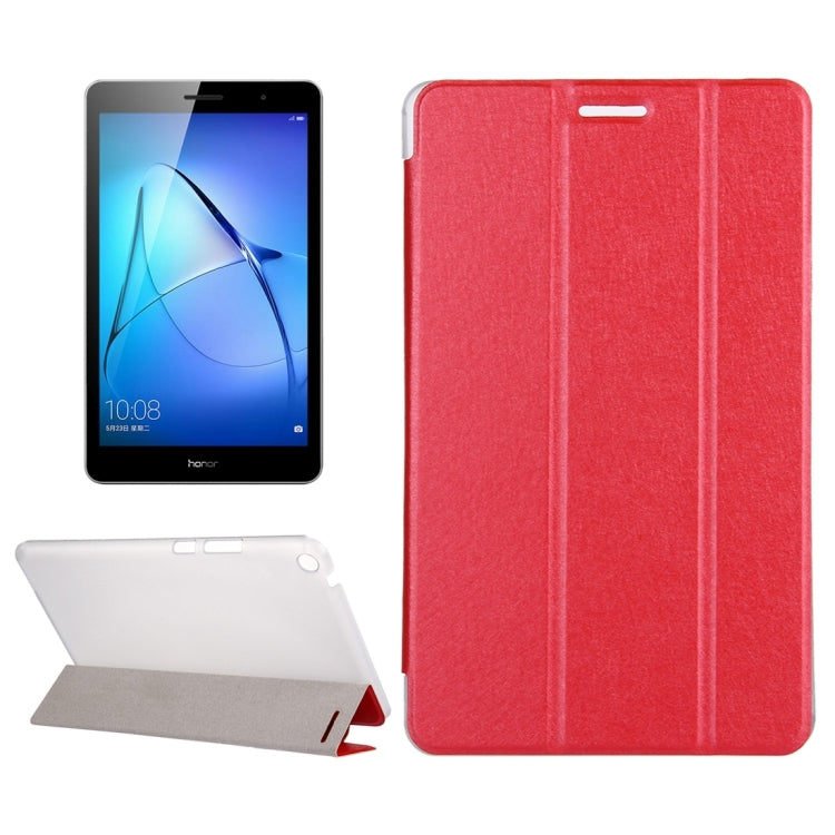 For Huawei MediaPad T3 8 inch Silk Texture Horizontal Flip Leather Case with 3-folding Holder