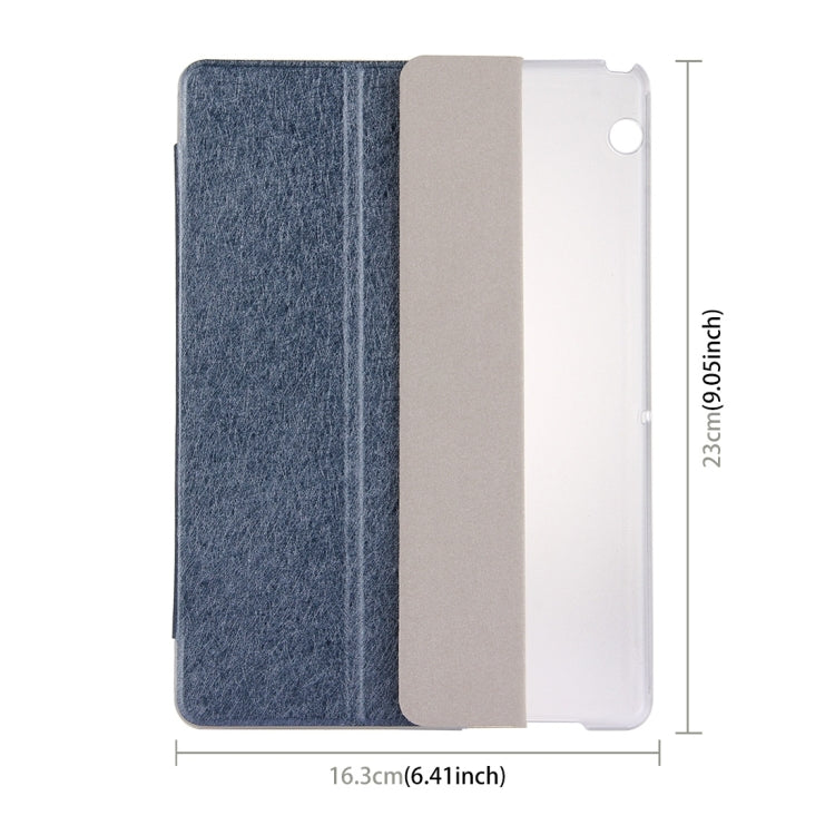For Huawei MediaPad T3 10 9.6 inch Silk Texture Horizontal Flip Leather Case with 3-folding Holder