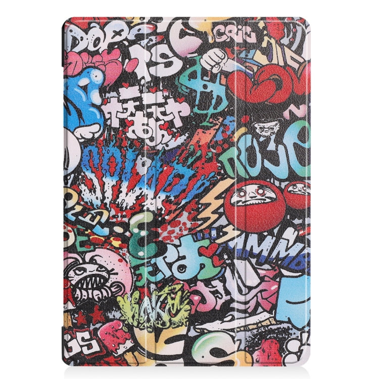 Graffiti Pattern Horizontal Flip PU Leather Case for Lenovo Tab E10 X104, with Three-folding Holder