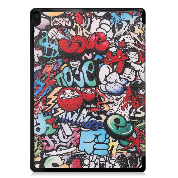 Graffiti Pattern Horizontal Flip PU Leather Case for Lenovo Tab E10 X104, with Three-folding Holder