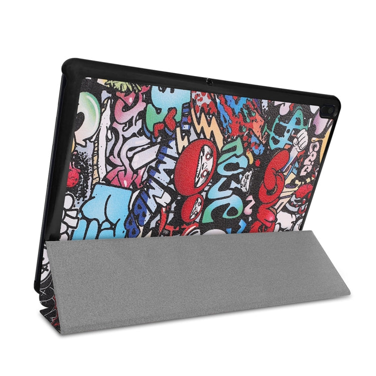 Graffiti Pattern Horizontal Flip PU Leather Case for Lenovo Tab E10 X104, with Three-folding Holder