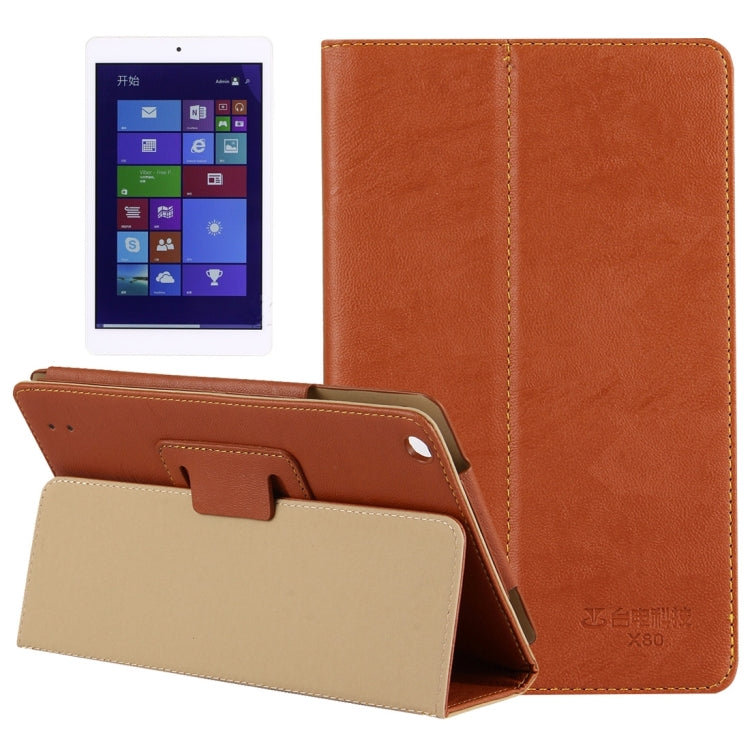 For Teclast P80h Tablet(S-WMC-2312) & For Teclast P80 (S-WMC-0481W) & For Teclast X80 Pro (WMC0001) Bark Texture Horizontal Flip Leather Case with Holder(Brown)