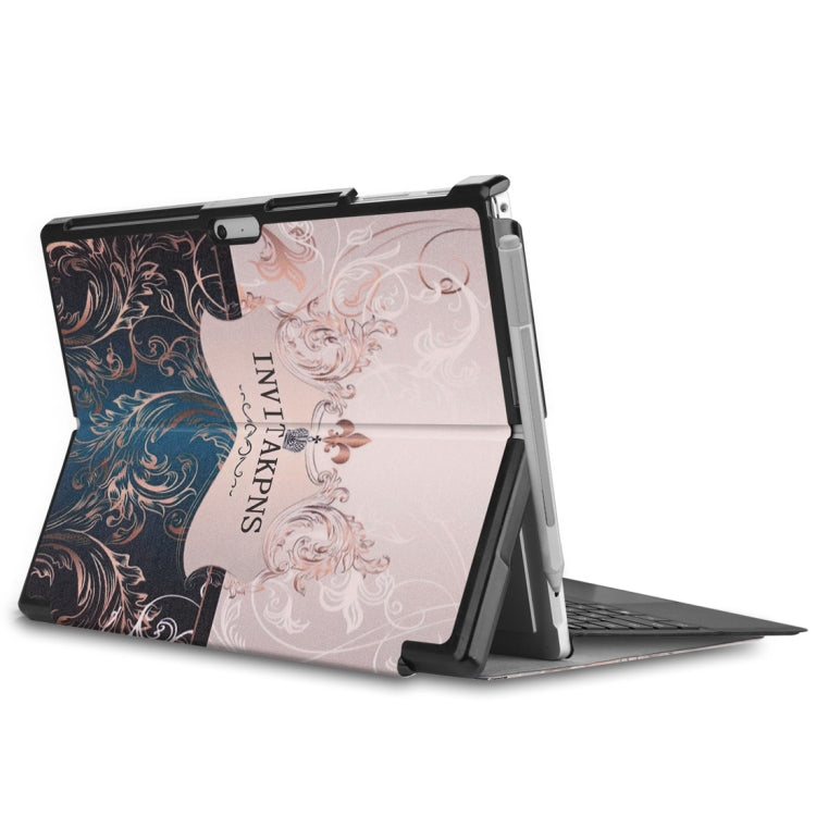 French Flower Texture Pattern Colored Painted Horizontal Flip PU Leather Case for Microsoft Surface Pro 4 / 5 / 6 12.3 inch, with Holder & Pen Slot