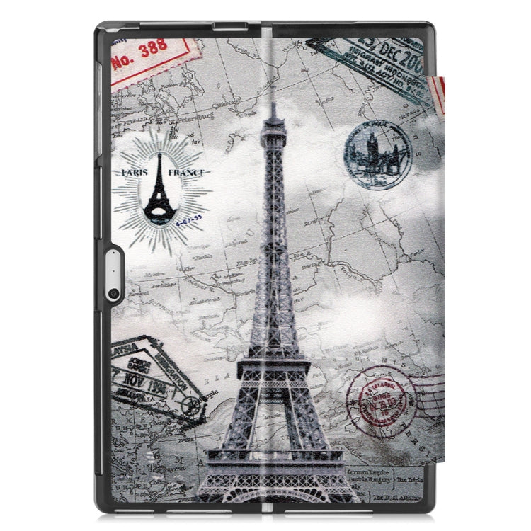 Retro Tower Pattern Colored Painted Horizontal Flip PU Leather Case for Microsoft Surface Pro 4 / 5 / 6 12.3 inch, with Holder & Pen Slot