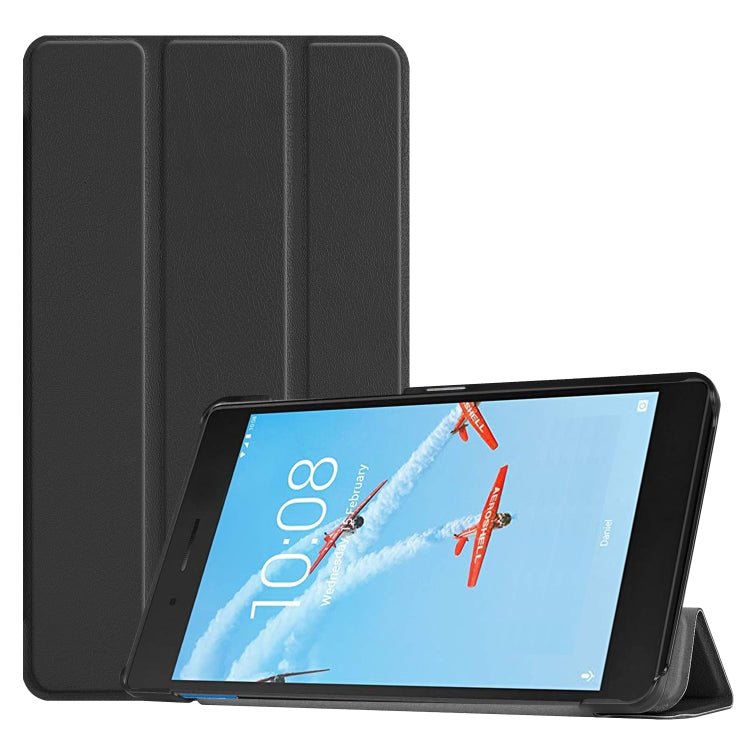 Custer Texture Horizontal Flip PU Leather Case for Lenovo E7 / TB-7104F, with Three-folding Holder