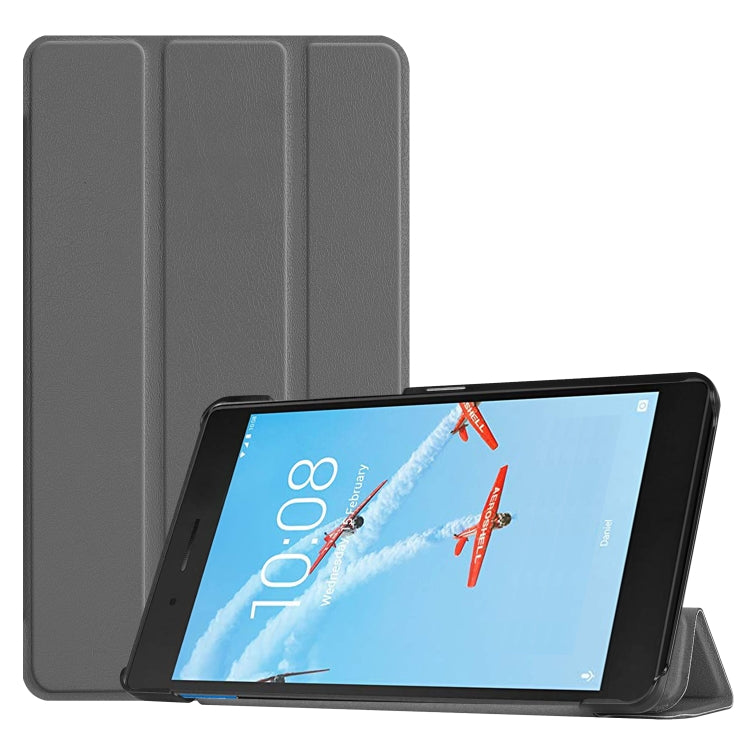 Custer Texture Horizontal Flip PU Leather Case for Lenovo E7 / TB-7104F, with Three-folding Holder