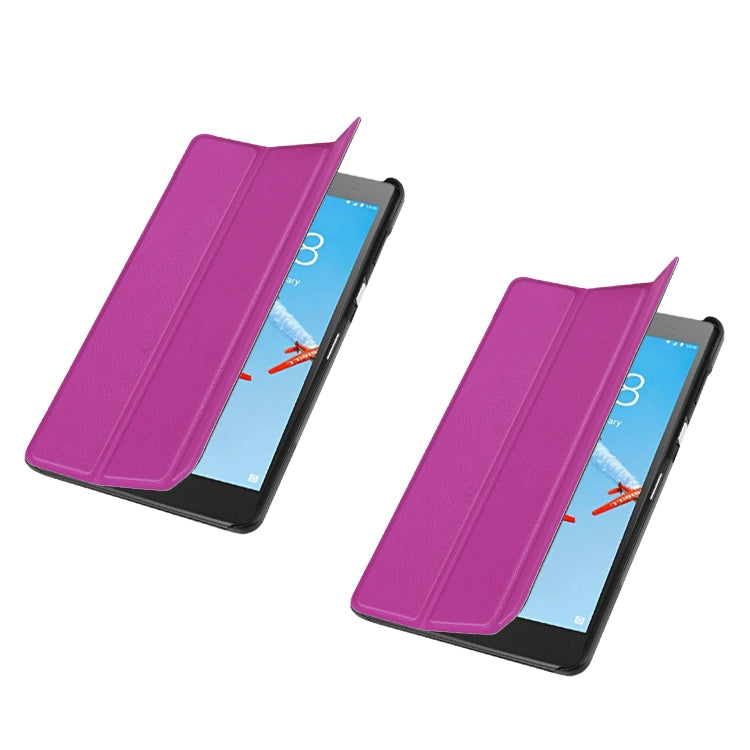 Custer Texture Horizontal Flip PU Leather Case for Lenovo E7 / TB-7104F, with Three-folding Holder