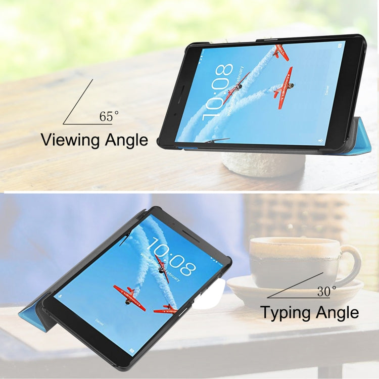 Custer Texture Horizontal Flip PU Leather Case for Lenovo E7 / TB-7104F, with Three-folding Holder