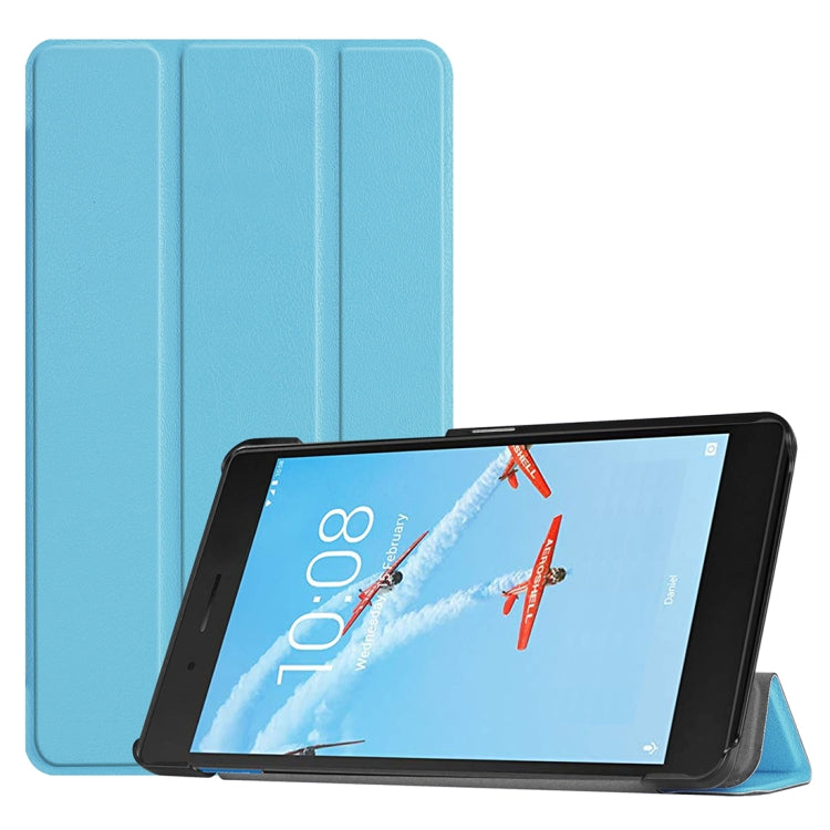 Custer Texture Horizontal Flip PU Leather Case for Lenovo E7 / TB-7104F, with Three-folding Holder