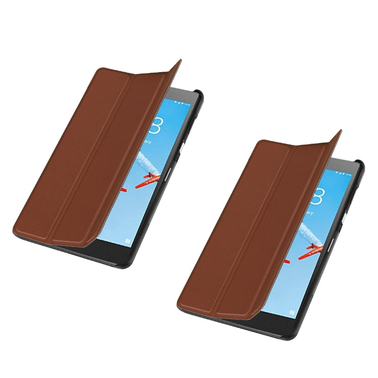 Custer Texture Horizontal Flip PU Leather Case for Lenovo E7 / TB-7104F, with Three-folding Holder