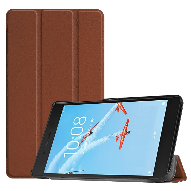 Custer Texture Horizontal Flip PU Leather Case for Lenovo E7 / TB-7104F, with Three-folding Holder