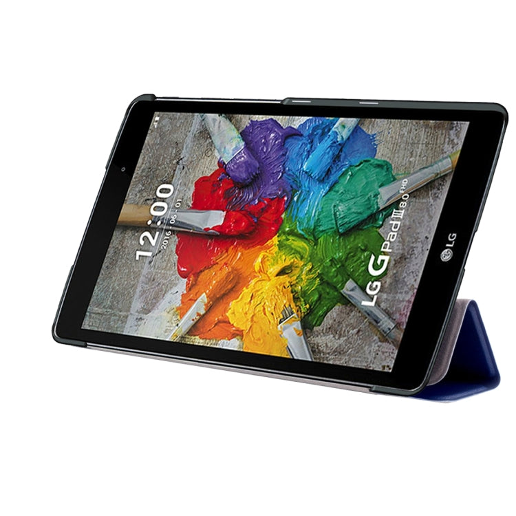 For LG G Pad III 8.0 / V525 Custer Texture Horizontal Flip Solid Color Leather Case with Three-folding Holder