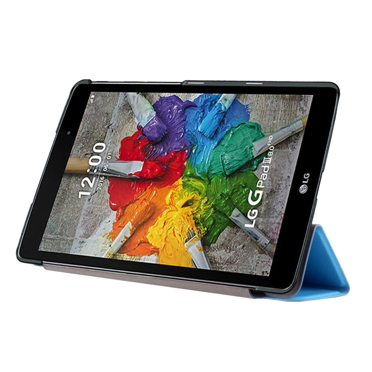 For LG G Pad III 8.0 / V525 Custer Texture Horizontal Flip Solid Color Leather Case with Three-folding Holder