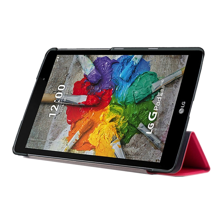 For LG G Pad III 8.0 / V525 Custer Texture Horizontal Flip Solid Color Leather Case with Three-folding Holder