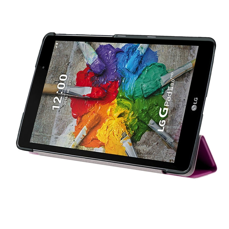 For LG G Pad III 8.0 / V525 Custer Texture Horizontal Flip Solid Color Leather Case with Three-folding Holder