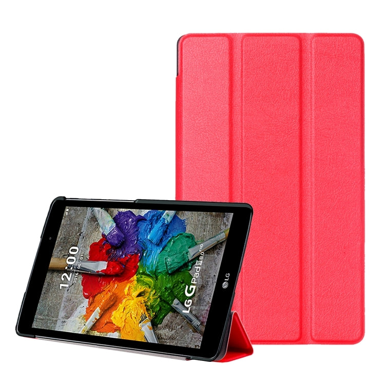 For LG G Pad III 8.0 / V525 Custer Texture Horizontal Flip Solid Color Leather Case with Three-folding Holder