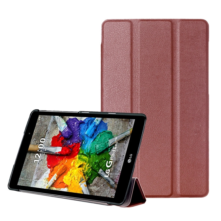 For LG G Pad III 8.0 / V525 Custer Texture Horizontal Flip Solid Color Leather Case with Three-folding Holder