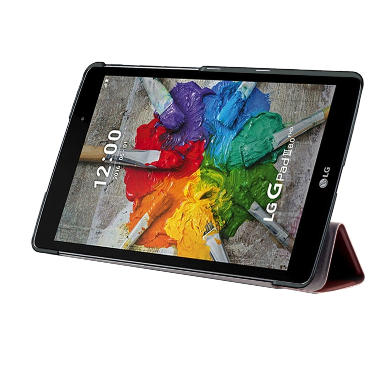 For LG G Pad III 8.0 / V525 Custer Texture Horizontal Flip Solid Color Leather Case with Three-folding Holder