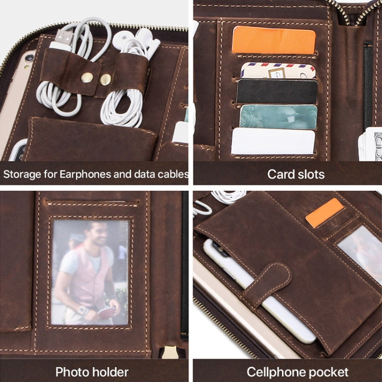 CF2013 For iPad Pro 10.5 inch Retro Crazy Horse Texture Zipper Multifunctional Tablet PC Protective Leather Case with Photo Holder & Mobile Phone / Notebook / Coin Pockets & Card Slots & Pen Slot