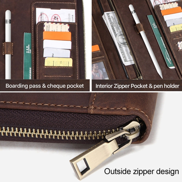CF2013 For iPad Pro 10.5 inch Retro Crazy Horse Texture Zipper Multifunctional Tablet PC Protective Leather Case with Photo Holder & Mobile Phone / Notebook / Coin Pockets & Card Slots & Pen Slot