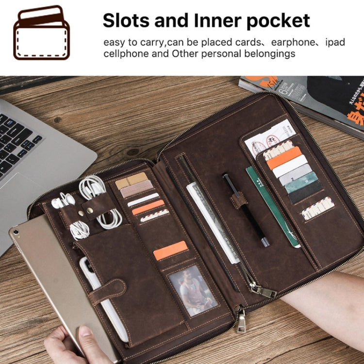 CF2013 For iPad Pro 10.5 inch Retro Crazy Horse Texture Zipper Multifunctional Tablet PC Protective Leather Case with Photo Holder & Mobile Phone / Notebook / Coin Pockets & Card Slots & Pen Slot