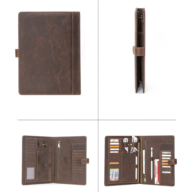 CF2012 For iPad Pro 11 / 10.5 inch Retro Crazy Horse Texture Buckle Multifunctional Tablet PC Protective Leather Case with Photo Holder & Mobile Phone / Notebook / Coin Pockets & Card Slots & Pen Slot