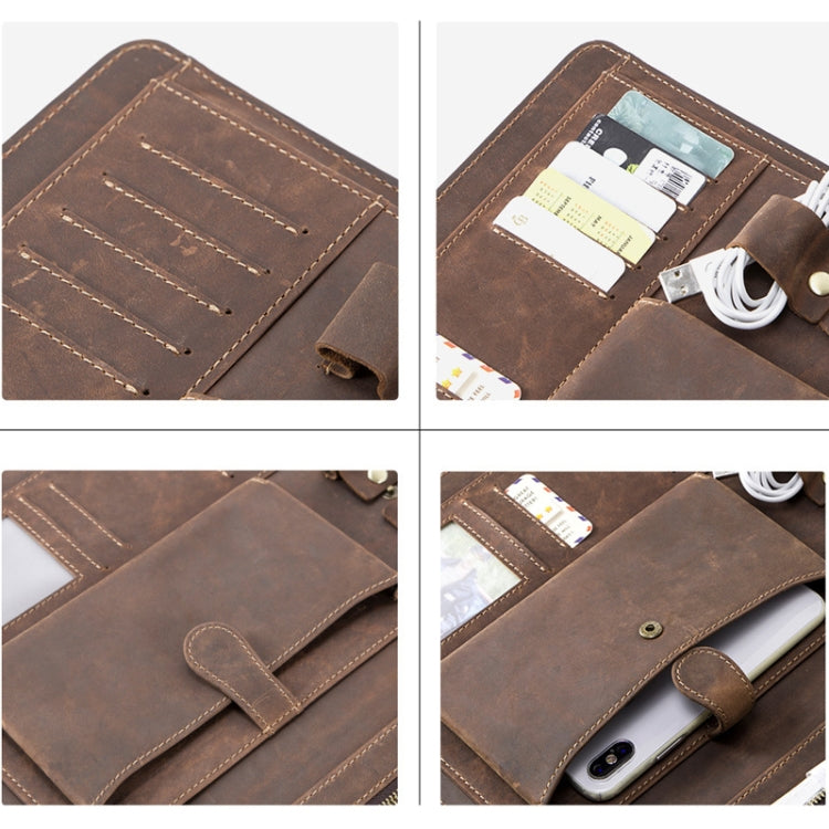 CF2012 For iPad Pro 11 / 10.5 inch Retro Crazy Horse Texture Buckle Multifunctional Tablet PC Protective Leather Case with Photo Holder & Mobile Phone / Notebook / Coin Pockets & Card Slots & Pen Slot