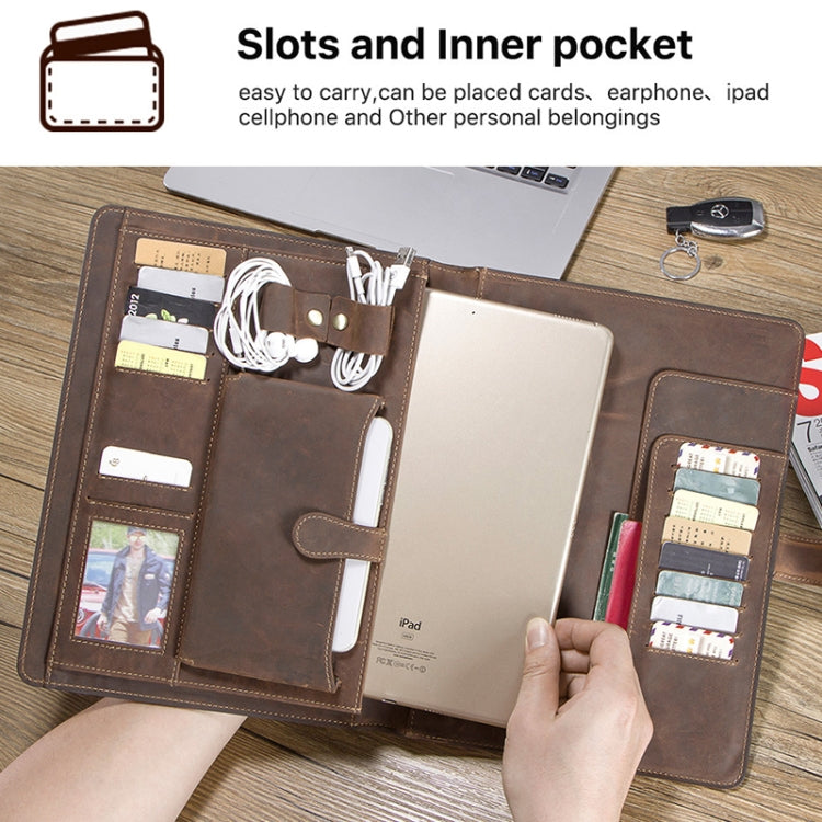 CF2012 For iPad Pro 11 / 10.5 inch Retro Crazy Horse Texture Buckle Multifunctional Tablet PC Protective Leather Case with Photo Holder & Mobile Phone / Notebook / Coin Pockets & Card Slots & Pen Slot