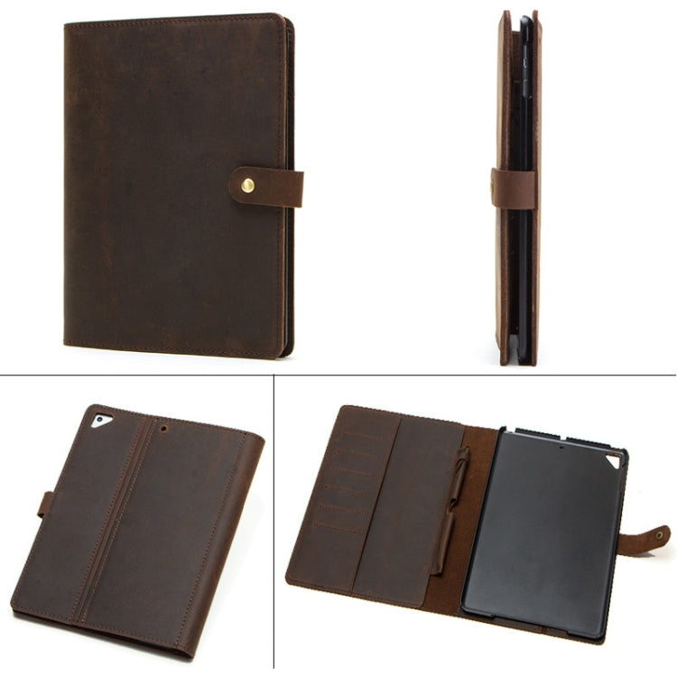 CF2007 For iPad Pro 9.7 inch Retro Crazy Horse Texture Buckle Multifunctional Tablet PC Protective Leather Case with Bracket & Card Slots & Pen Slot