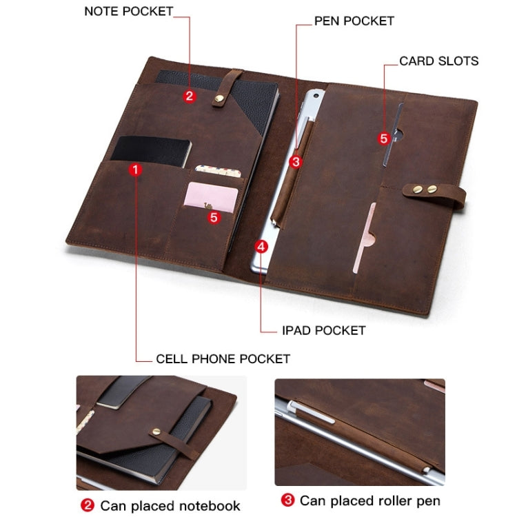 CF2002 For iPad Pro 9.7 inch Retro Crazy Horse Texture Buckle Multifunctional Tablet PC Protective Leather Case with Card Slots & Pen Slot