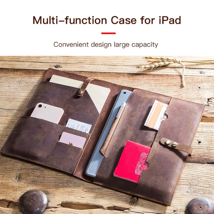 CF2002 For iPad Pro 9.7 inch Retro Crazy Horse Texture Buckle Multifunctional Tablet PC Protective Leather Case with Card Slots & Pen Slot
