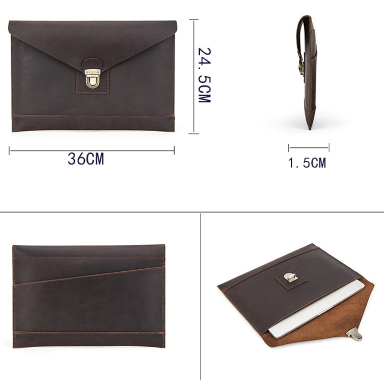 CF2020A For iPad Pro 12.9 inch Retro Crazy Horse Texture Envelope Clamshell Tablet PC Protective Leather Case