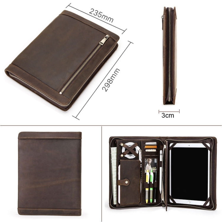 CF2015 For iPad Pro 11 / 10.5 / 9.7 inch Retro Crazy Horse Texture Zipper Multifunctional Tablet PC Protective Leather Case with Card Slots & Pen Slot & Photo Holder