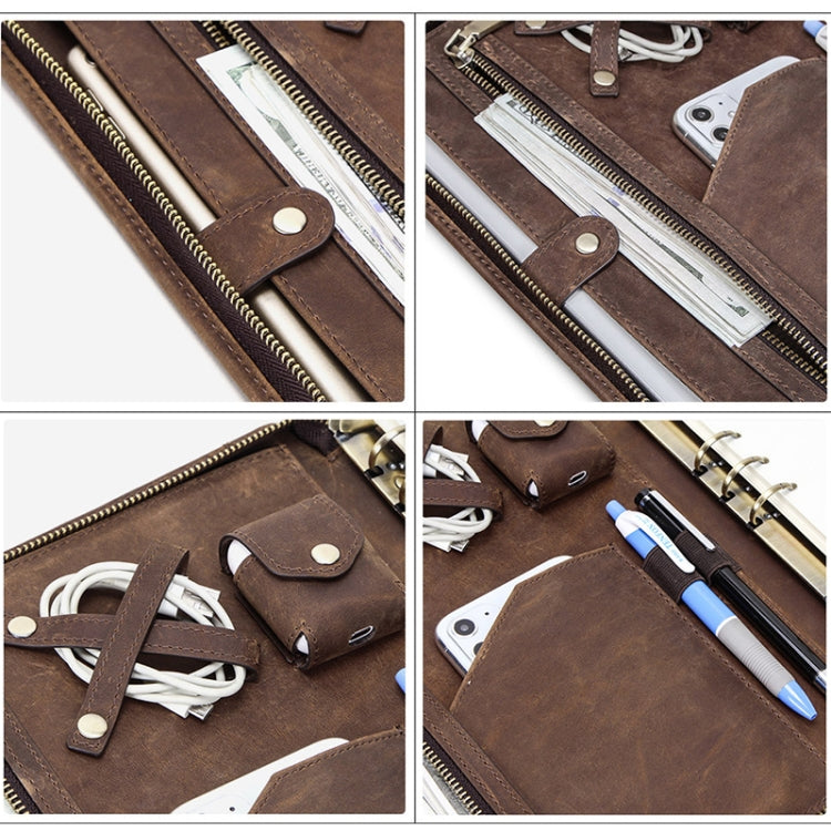 CF2017 For Galaxy 11 / 10.5 / 9.7 inch Retro Crazy Horse Texture Zipper Multifunctional Tablet PC Protective Leather Case with Card Slots & Pen Slot & Photo Holder