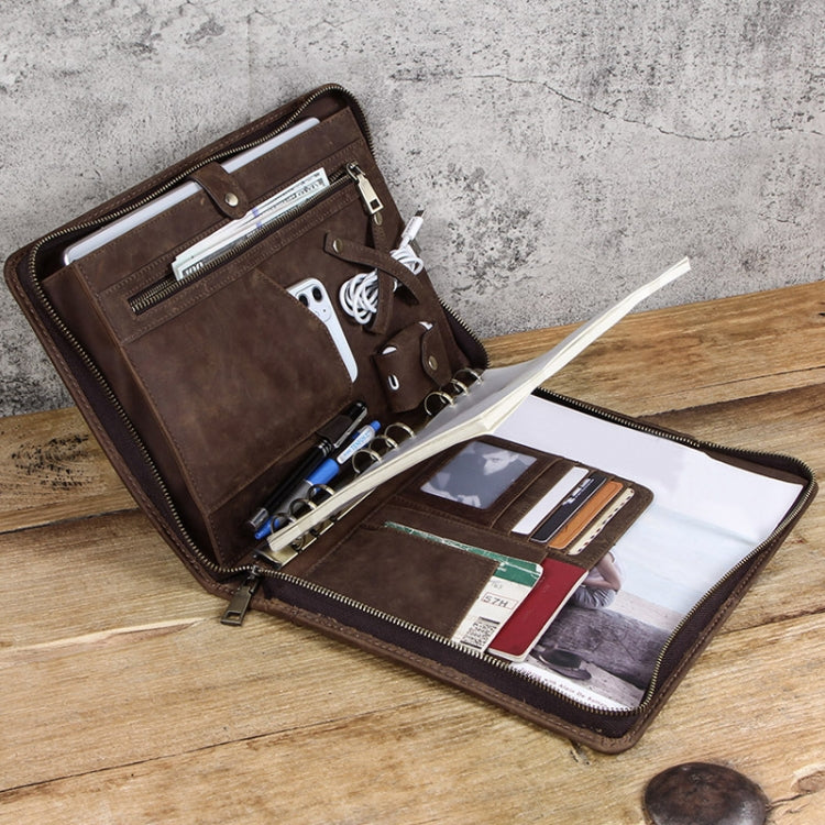 CF2017 For Galaxy 11 / 10.5 / 9.7 inch Retro Crazy Horse Texture Zipper Multifunctional Tablet PC Protective Leather Case with Card Slots & Pen Slot & Photo Holder