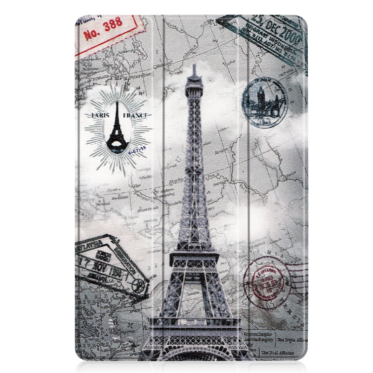 Cowhide Texture Retro Iron Tower Pattern Colored Drawing Horizontal Flip Leather Case for Huawei Mediapad M6 10.8, with Holder