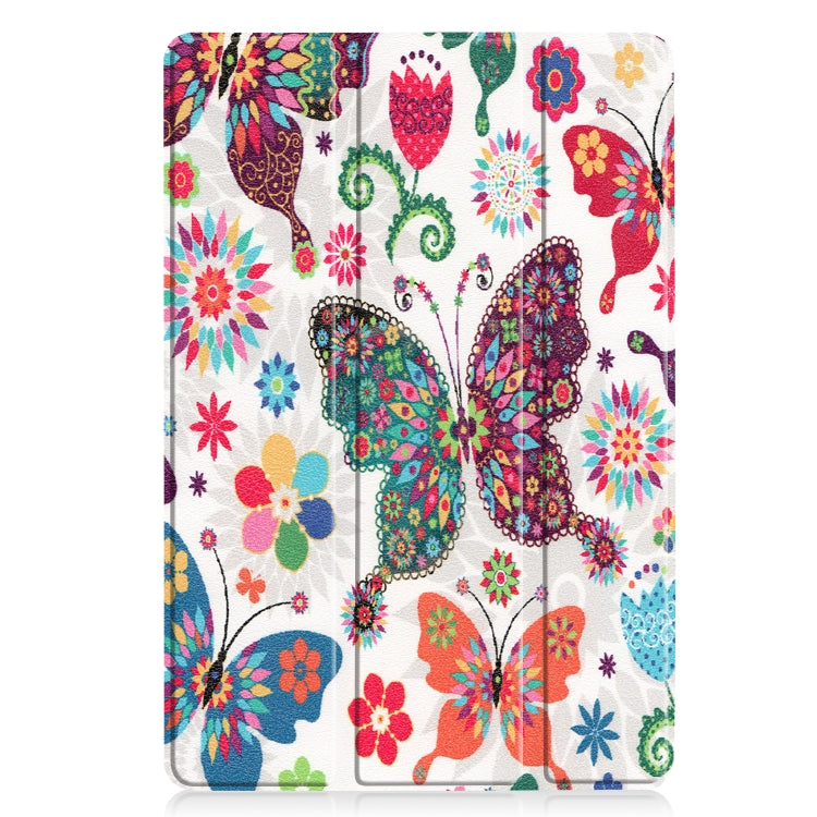Cowhide Texture Butterfly Pattern Colored Drawing Horizontal Flip Leather Case for Huawei Mediapad M6 10.8, with Holder